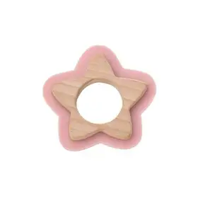 Jucarie naturala pentru dentitie Star Roz