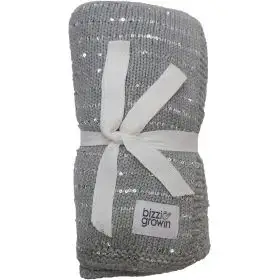 Paturica Tricotata din Bumbac Gri cu Paiete 