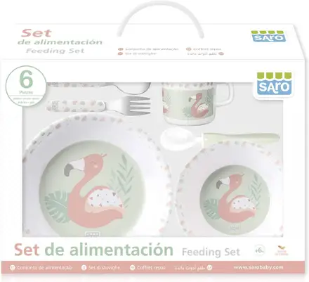 SET ALIMENTATIE FLAMINGO PARTY 6PIESE Verde