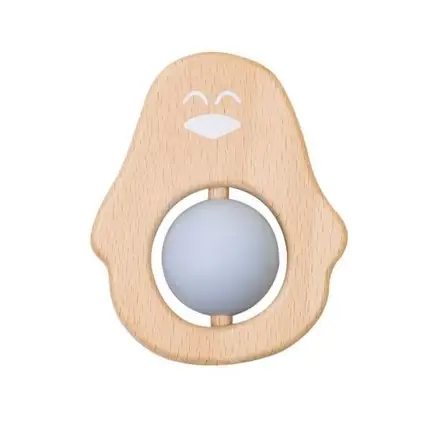Jucarie naturala pentru dentitie Pinguin Bleu Bleu