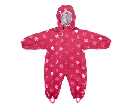 Combinezon Impermeabil Fleece Red Flowers 6-12 luni Roz