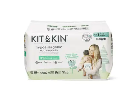 Scutece Hipoalergenice Eco Kit&Kin, Marimea 1, 2-5 kg, 38 buc Alb