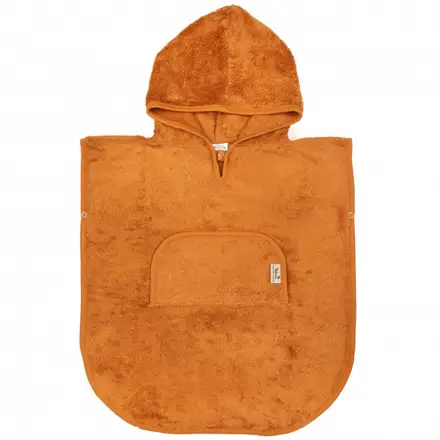 Poncho Copii din Bambus cu Anchior si Capsa Inca Rust Portocaliu