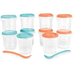 Set 10 recipiente ermetice gradate cu 2 lingurite Miniland Mediteranean 200 ml