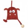 Textil din bambus pentru dentitie cu agatatoare suzeta din lemn Monstru Rosewood Timboo TM-TUTMO-532