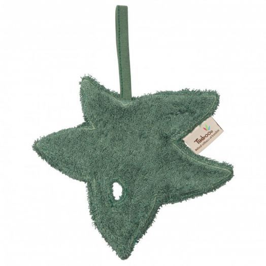 Textil din bambus pentru dentitie cu agatatoare suzeta Frunza Aspen Green Verde