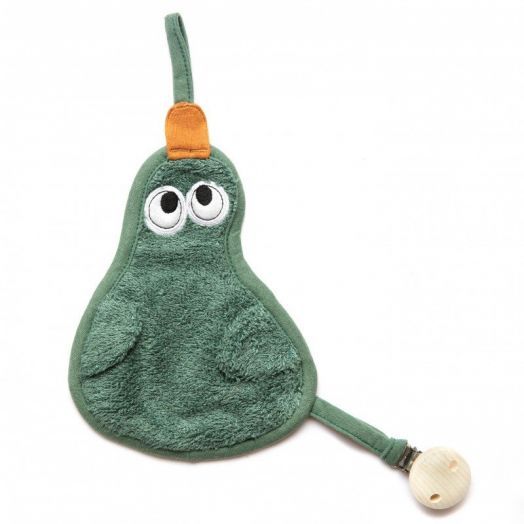 Textil din bambus pentru dentitie cu agatatoare suzeta din lemn Para Aspen Green Verde