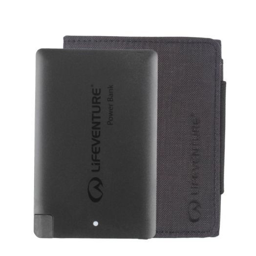 Portofel Compact Tri-fold cu Protectie RFID si Acumulator Extern 2500Ah Gri inchis