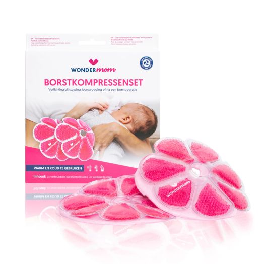 Comprese calmante 3 in 1 pentru sani cald - rece WonderMom 2 buc Rosu