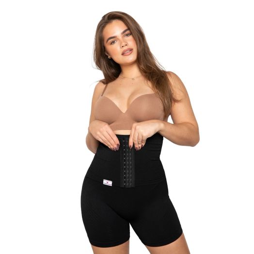Colanti scurti modelatori cu centura abdominala postnatala integrata, WonderMom Negri marimea S Negru