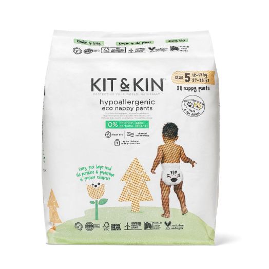Scutece Hipoalergenice Eco Kit&Kin Pull Up Junior, Marimea 5, 12-17 kg, 20 buc Alb
