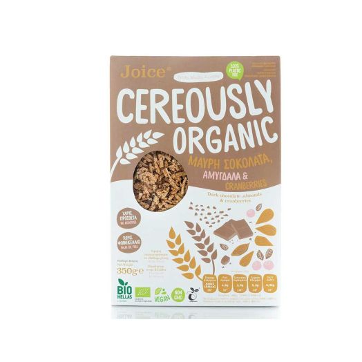  2101016 Cereale Organice cu Ciocolata Neagra, Migdale si Merisoare 350g Joice Food 