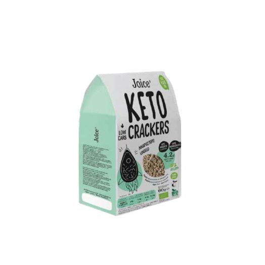  2103014 Gustare BIO Keto Cracker cu Seminte de In Auriu 60g Joice Food 