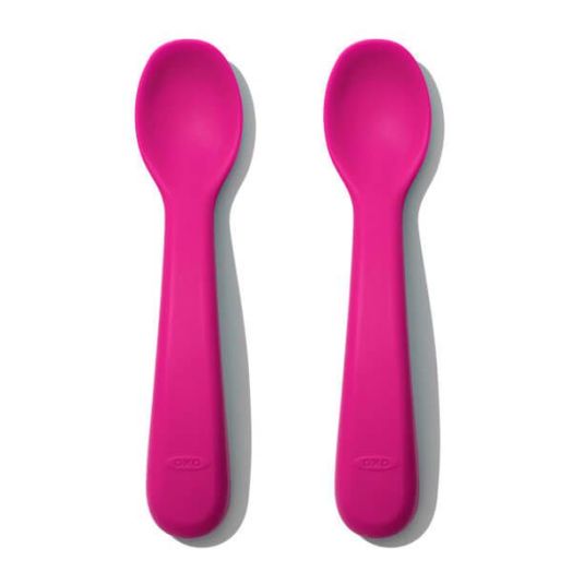 Set 2 Lingurite din Silicon Roz Roz