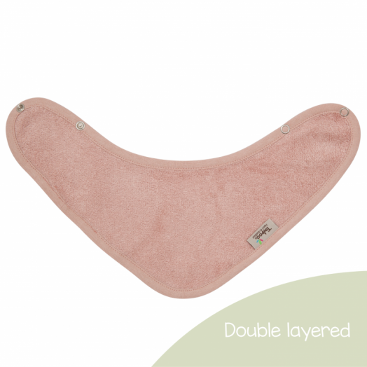 Baveta Textila cu Doua Straturi Tip Bandana din Bambus Misty Rose Roz