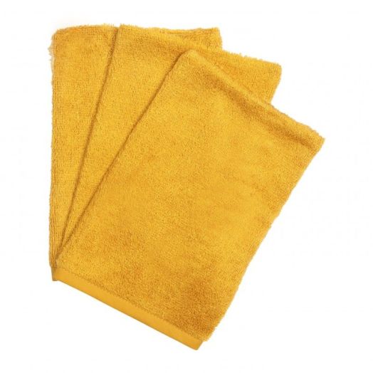 Set 3 manusi pentru baie, din bambus Ocru Galben