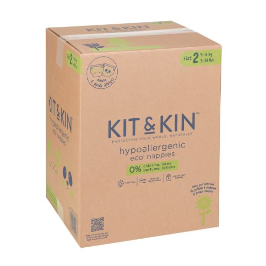 Scutece Hipoalergenice Eco Kit&Kin, Marimea 2, 4-8 kg , 152 buc Alb