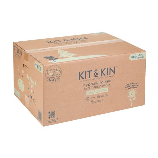 Scutece Hipoalergenice Eco Kit&Kin Chilotel Maxi, Marimea 4, 9-15 kg, 132 buc Alb