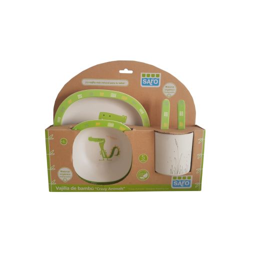 Set Alimentatie Crazy Animals Crocodil 5 piese Verde