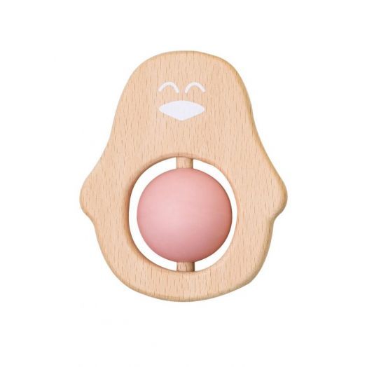 Jucarie naturala pentru dentitie Pinguin Roz Roz
