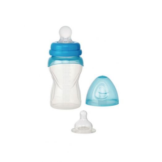 Biberon Special 2 in 1 cu Tetina si Lingurita 250 ML Albastru