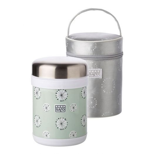 Recipient Termic Inox pentru Hrana cu Husa de Transport 900 ML Mint Verde
