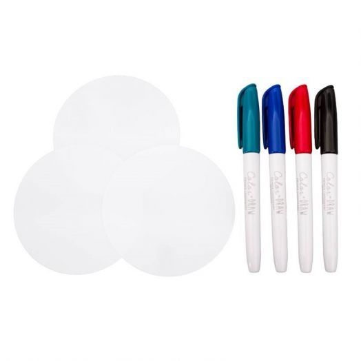 Set 4 Markere + 3 Discuri Laminate pentru Castron Creativ Alb