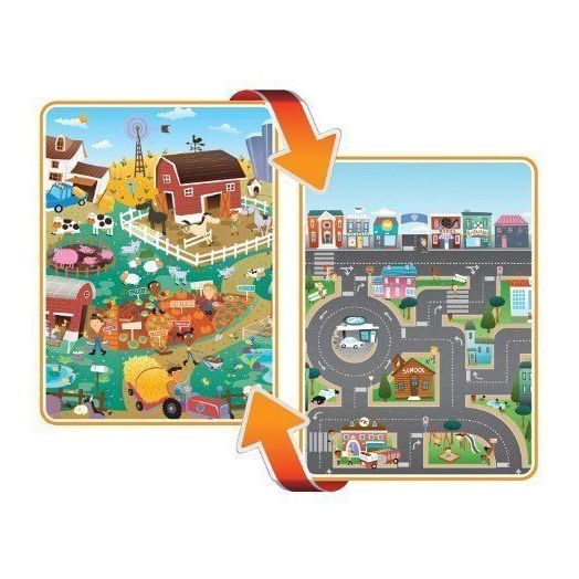 Covoras de Joaca cu Doua Fete pentru Copii Prince Lionheart City / Farm Multicolor