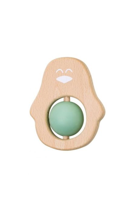 Jucarie naturala pentru dentitie Pinguin Verde Verde