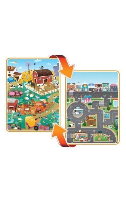 Covoras de Joaca cu Doua Fete pentru Copii Prince Lionheart City / Farm Multicolor