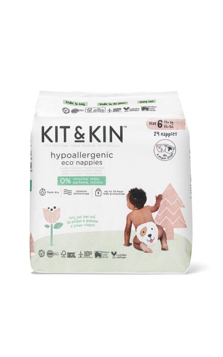 Scutece Hipoalergenice Eco Kit&Kin, Marimea 6, 14 kg+, 24 buc