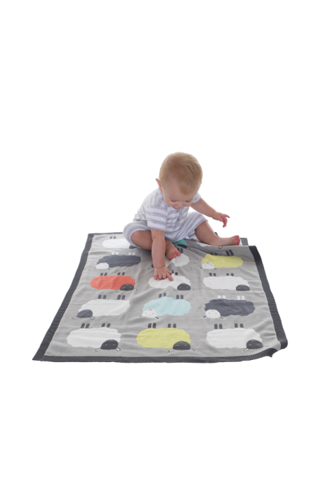 Paturica Tricotata din Bumbac cu Oite Gri Gri