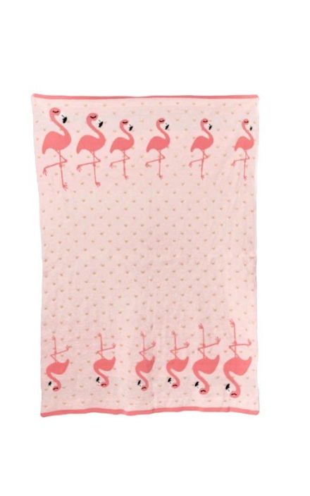 Paturica Tricotata din Bumbac Flamigo cu Stelute Aurii Roz