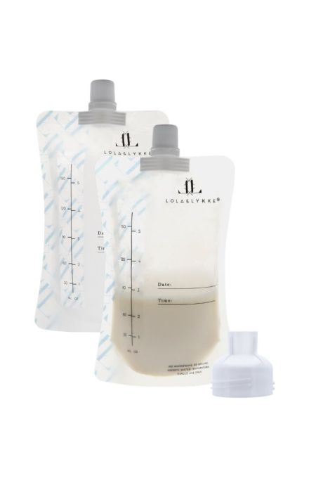 Pungi pentru Stocarea Laptelui Matern Lola&Lykke® (10 buc) 150 ml, cu Adaptor Inclus Transparent