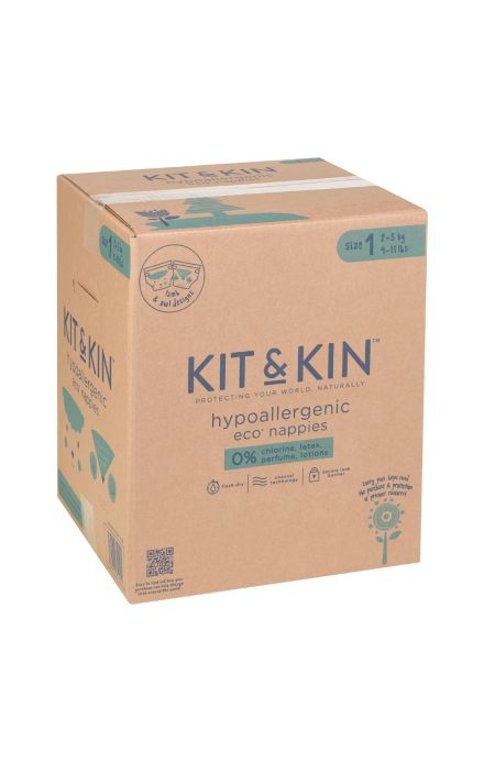 Scutece Hipoalergenice Eco Kit&Kin, Marimea 1, 2-5 kg, 152 buc