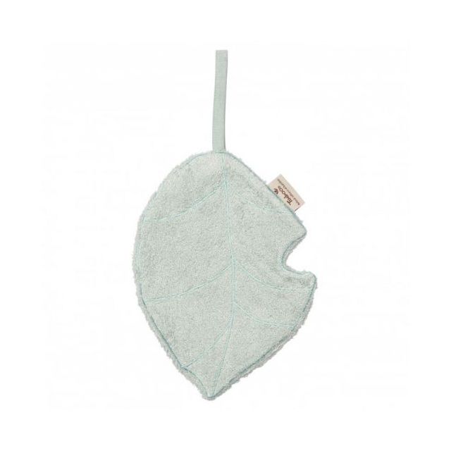 Textil din bambus pentru dentitie cu agatatoare suzeta Frunza Sea Blue Bleu