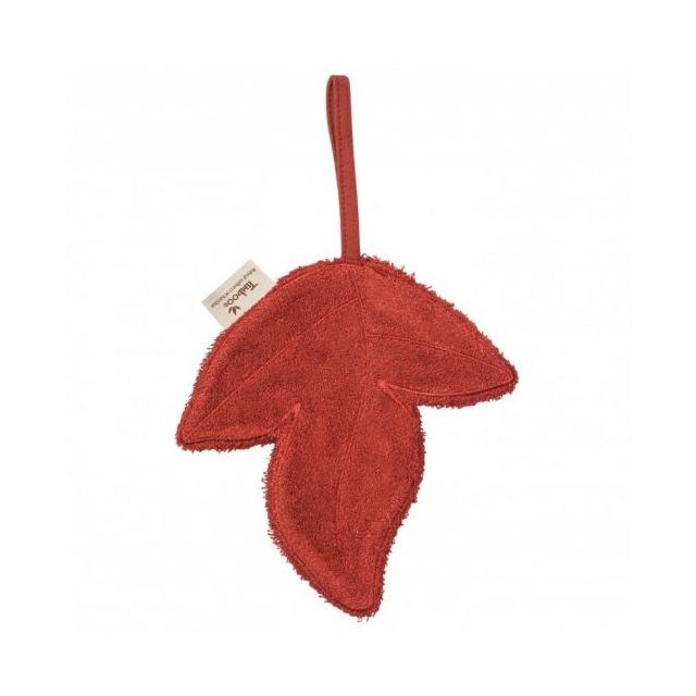 Textil din bambus pentru dentitie cu agatatoare suzeta Frunza Rosewood Caramiziu
