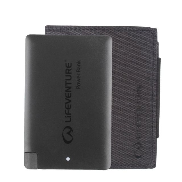 Portofel Compact Tri-fold cu Protectie RFID si Acumulator Extern 2500Ah Gri inchis