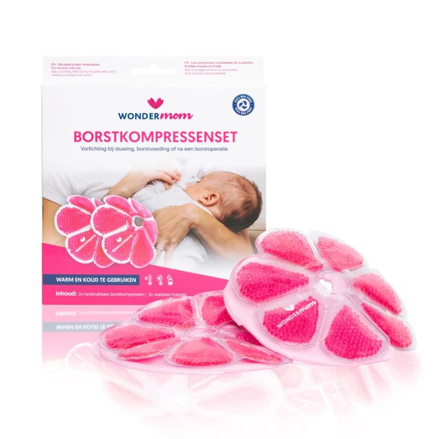 Comprese calmante 3 in 1 pentru sani cald - rece WonderMom 2 buc Rosu