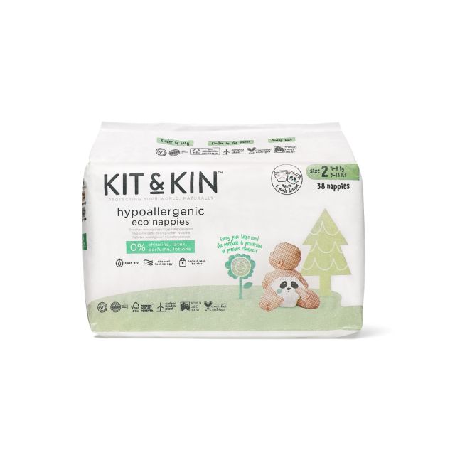 Scutece Hipoalergenice Eco Kit&Kin, Marimea 2, 4-8 kg , 38 buc Alb