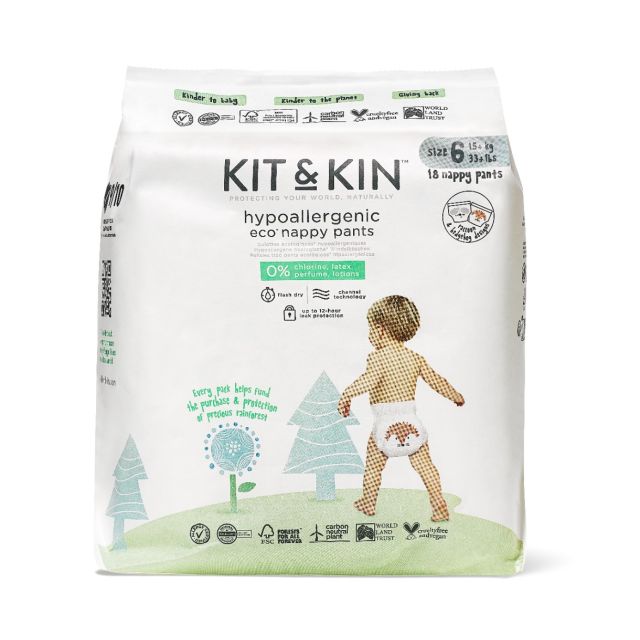 Scutece Hipoalergenice Eco Kit&Kin Chilotel XL6, Marimea 6, 15 kg+, 18 buc Alb