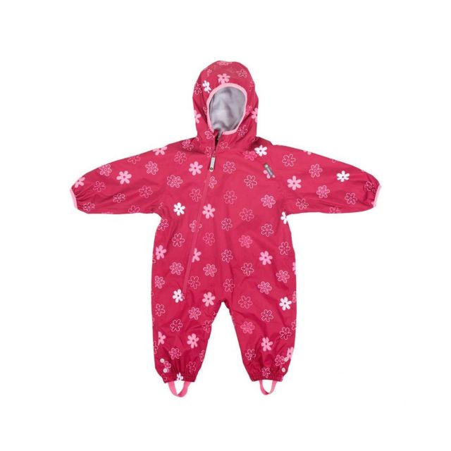 Combinezon Impermeabil Fleece Red Flowers 12-18 luni Roz