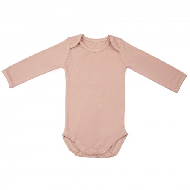 Body cu Maneca Lunga, din Bambus Misty Rose 74-80 Roz