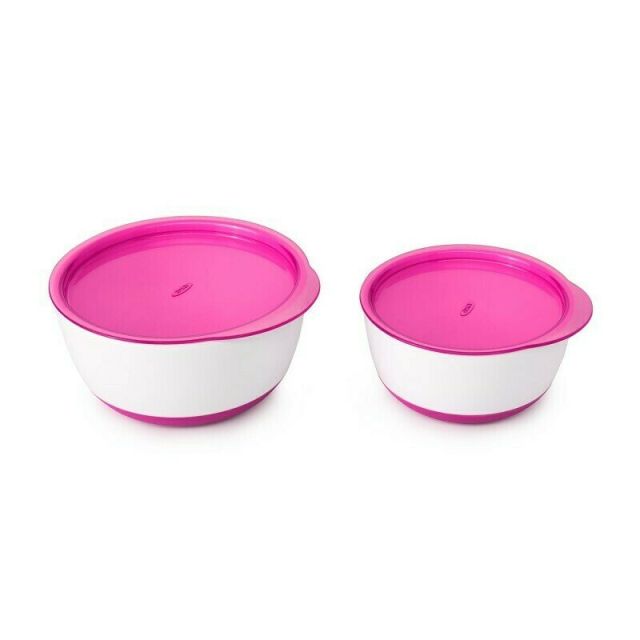 Set 2 Boluri Alimentare cu Capac Roz 200 & 360 ml Roz