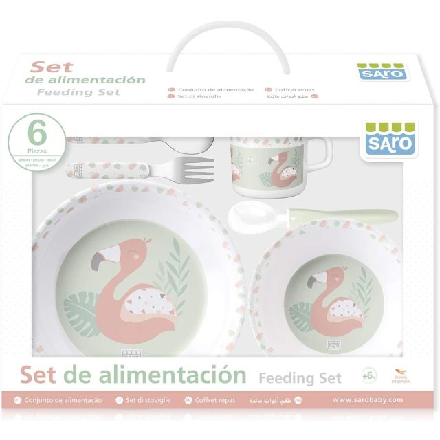 SET ALIMENTATIE FLAMINGO PARTY 6PIESE Verde
