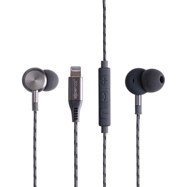 Casti cu fir, ultra-rezistente Apple Lightning DIGI Boompods Graphite Graphite