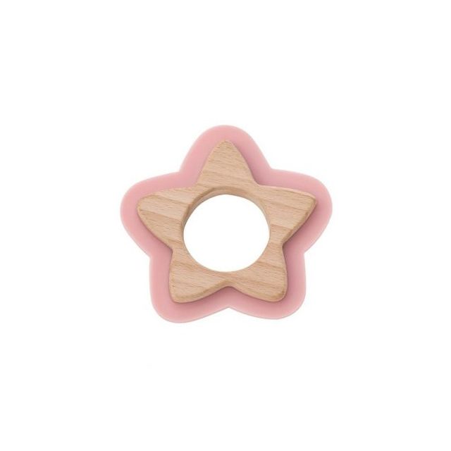 Jucarie naturala pentru dentitie Star Roz Roz