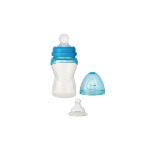 Biberon Special 2 in 1 cu Tetina si Lingurita 250 ML Albastru